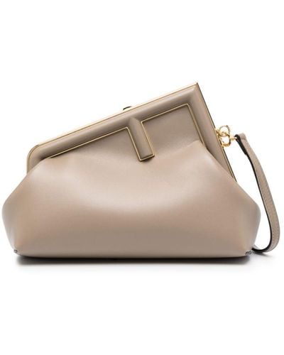 Fendi First Small Leather Clutch - Natural
