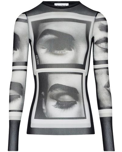 Jean Paul Gaultier Eyes And Lips Print Top - Grey
