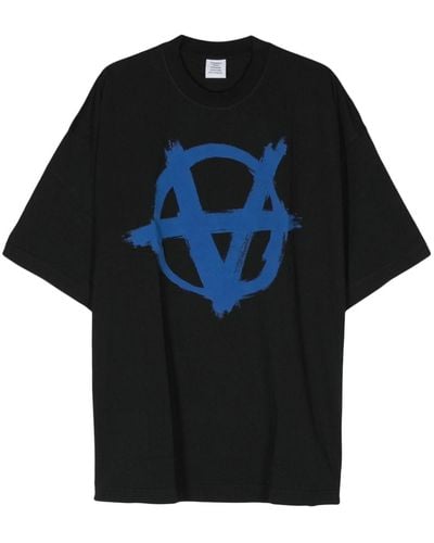 Vetements Double Anarchy Cotton T-shirt - Black