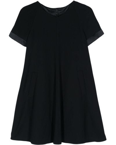 Emporio Armani Cady Flared Mini Dress - Black