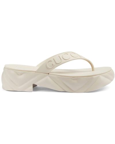 Gucci Tarifa Logo-embossed Platform Sandals - Natural