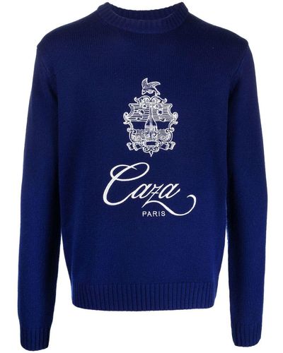 Casablancabrand Merino Wool-cashmere Logo Sweater - Blue