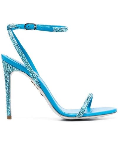 Rene Caovilla Ellabrita Crystal Embellished Heel Sandals - Blue