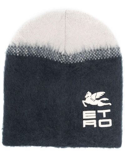 Etro Logo-print Virgin-wool Hat - Blue