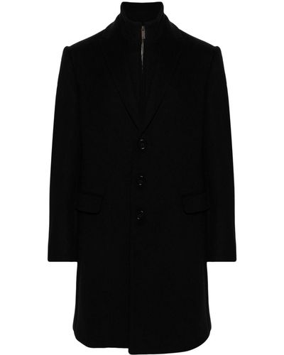 Emporio Armani Wool Single-breasted Coat - Black