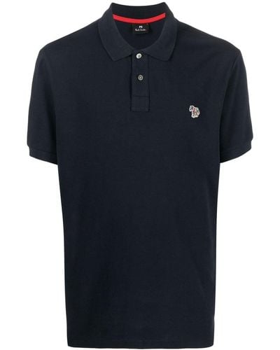 PS by Paul Smith Zebra Logo Cotton Polo Shirt - Blue