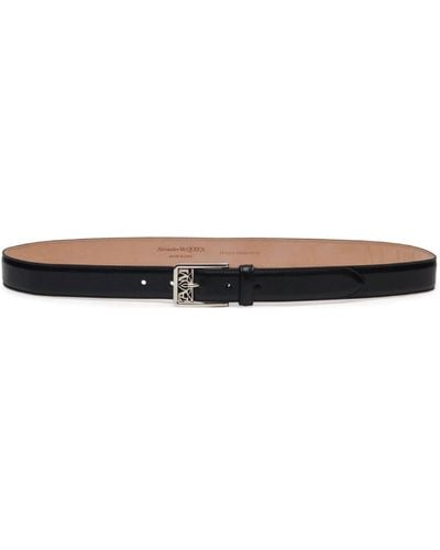 Alexander McQueen 3cm Leather Belt - Black