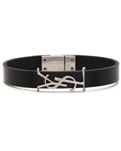 Saint Laurent Bracciale con logo - Nero