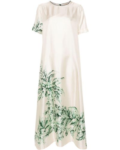 F.R.S For Restless Sleepers Silk Printed Long Dress - White