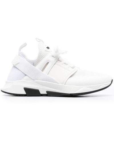 Tom Ford Lace-up Sneakers With Logo Patch - White
