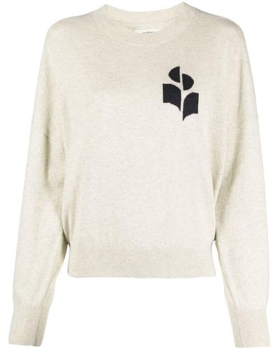 Isabel Marant Logo-print Crew-neck Sweater - White