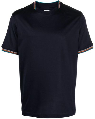 Paul Smith Striped-trim Cotton T-shirt - Blue