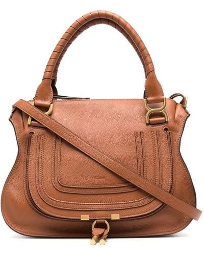 Chloé Marcie Grained-leather Tote Bag - Brown
