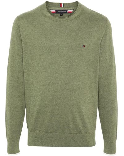 Tommy Hilfiger Logo-embroidered Cotton Sweater - Green