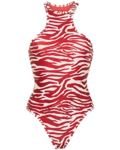 The Attico Zebra-print Swimsuit - Red