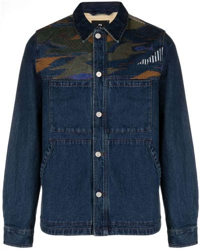 PS by Paul Smith Printed Denim Jacket - Blue