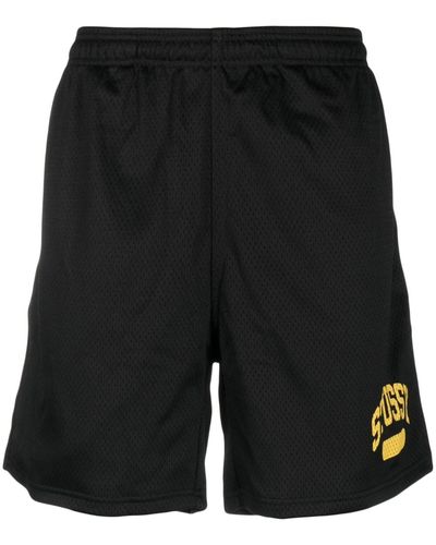 Stussy Logo-print Mesh Bermuda Shorts - Black