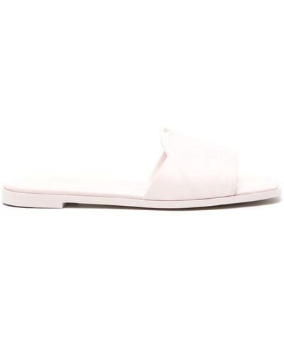 Alexander McQueen Leather Flat Sandals - White