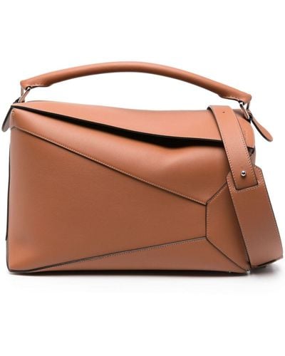Loewe Puzzle Large Leather Handbag - Brown