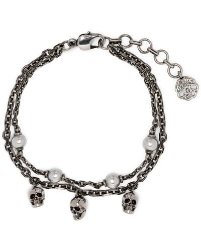 Alexander McQueen Skull Bead Bracelet Gioielli Silver - Metallizzato