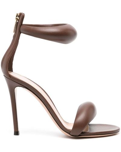 Gianvito Rossi Bijoux Leather Heel Sandals - Natural