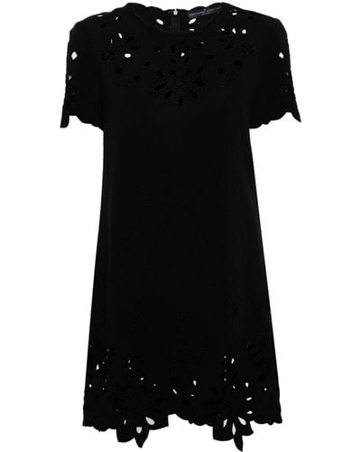Ermanno Scervino Embroidered Shift Minidress - Black
