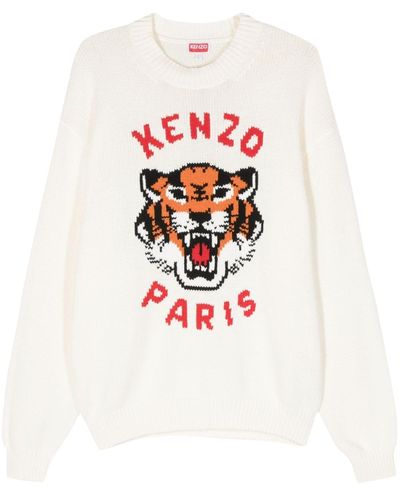 KENZO Lucky Tiger Cotton-blend Sweatshirt - White