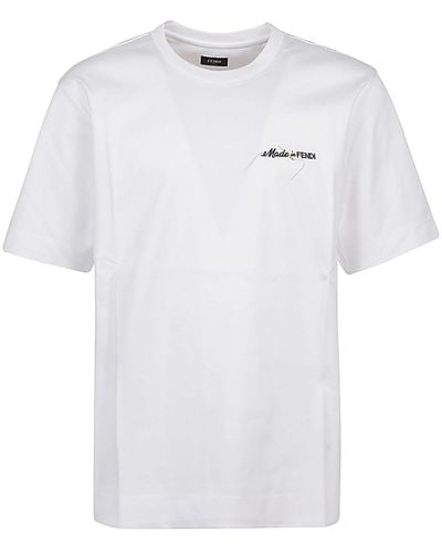 Fendi Logo-Embroidered T-Shirt - White