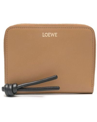 Loewe Knot Leather Compact Zip Wallet - Natural