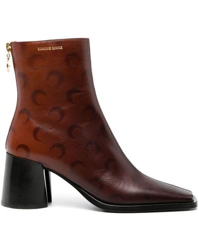 Marine Serre Shaded Leather Heel Ankle Boots - Brown