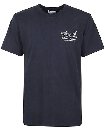 Edmmond Studios Printed Organic Cotton T-Shirt - Blue
