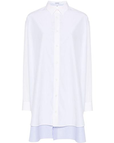 Loewe Cotton And Silk Blend Shirt Dress - White