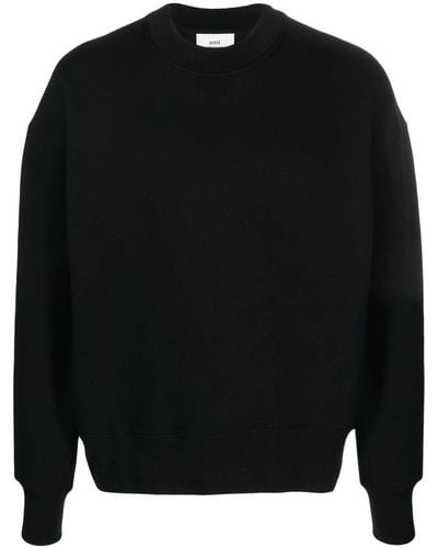 Ami Paris Logo-patch Long-sleeved Sweatshirt - Black