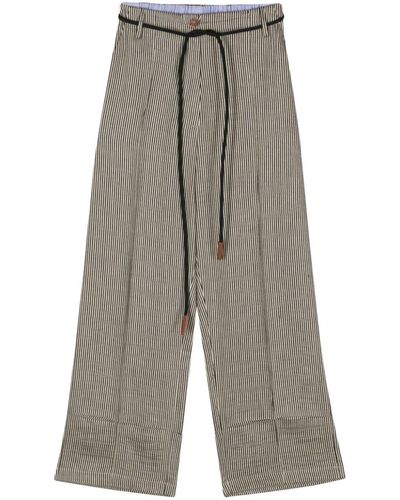 Alysi Stripe-pattern High-waisted Trousers - Grey