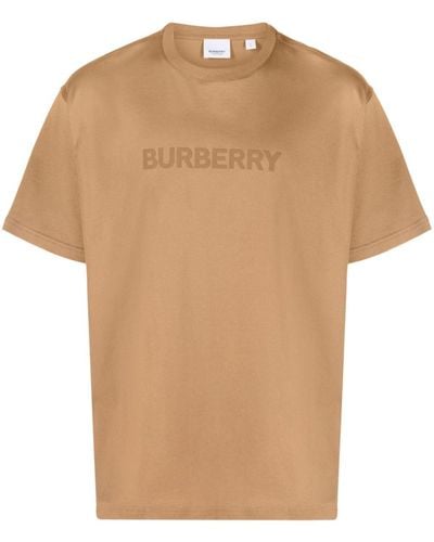 Burberry Logo-print Cotton T-shirt - Natural