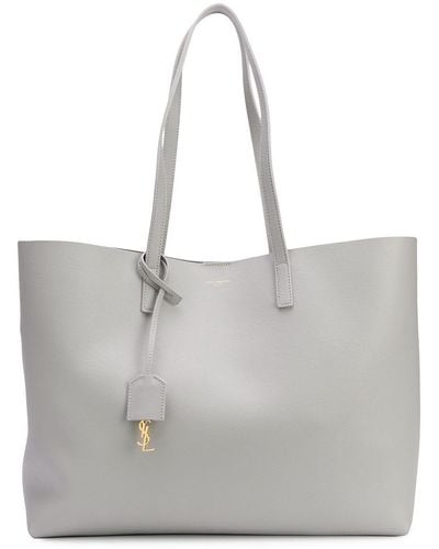 Saint Laurent Leather Shopping Bag - Gray