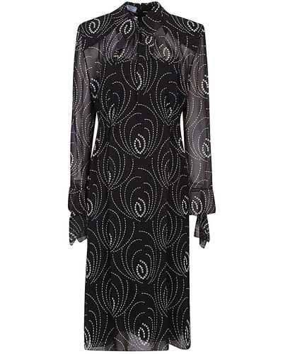 Prada Printed Silk Blend Dress - Black