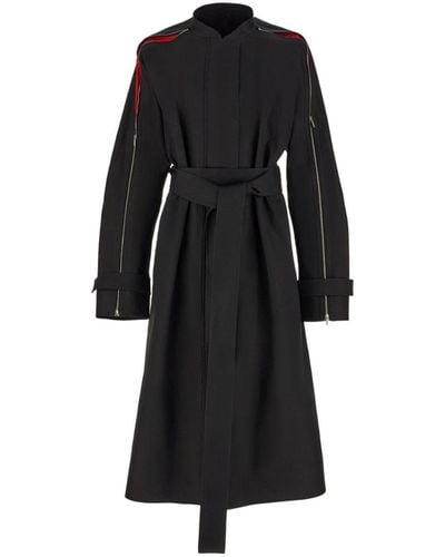 Ferragamo Zip-detail Cotton Belted Trench Coat - Black