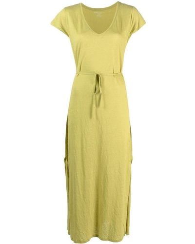 Majestic Linen Blend Long Dress - Yellow