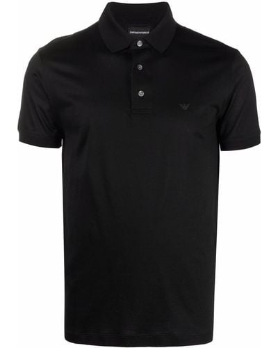 Emporio Armani Logo Cotton Blend Polo Shirt - Black