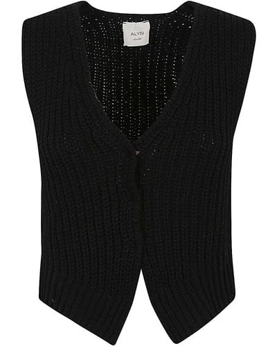 Alysi Knitted Cotton Vest - Black