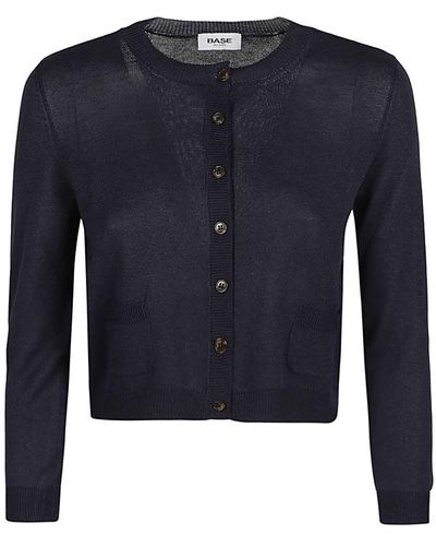 Base London Cardigan In Misto Cotone - Blu