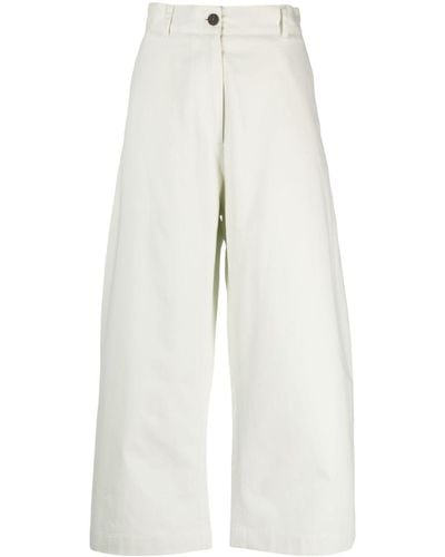 Studio Nicholson Cropped Cotton Trousers - White