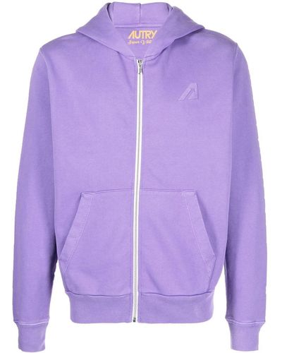 Autry Logo-patch Zipped Hoodie - Purple