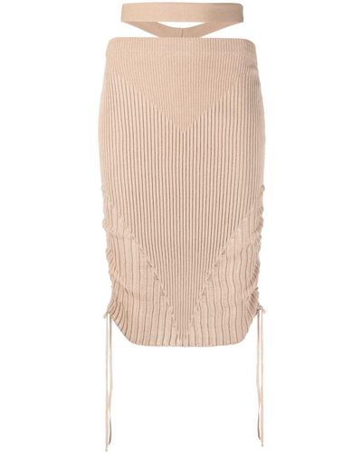 ANDREADAMO Ribbed-knit Pencil Skirt - Natural