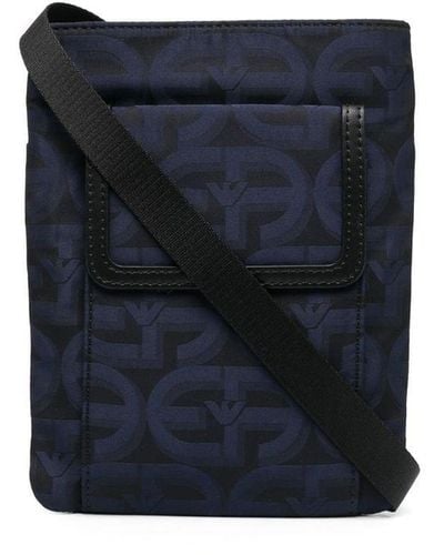 Emporio Armani Allover Logo Crossbosy Bag - Blue