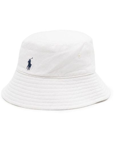 Polo Ralph Lauren Linen Polo Bucket Hat - White