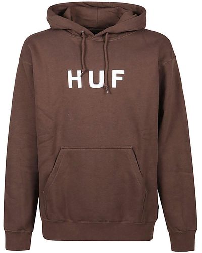 Huf Cotton Logo Hoodie - Brown