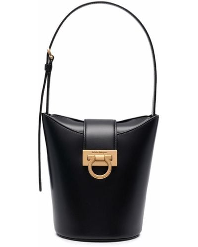 Ferragamo Trifolio Leather Bucket Bag - Black