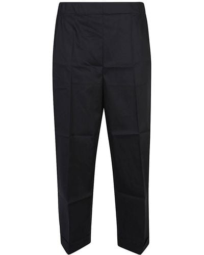 Liviana Conti Cotton Blend Cropped Trousers - Blue